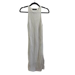 Olivaceous White Knit Sleeveless Midi Dress